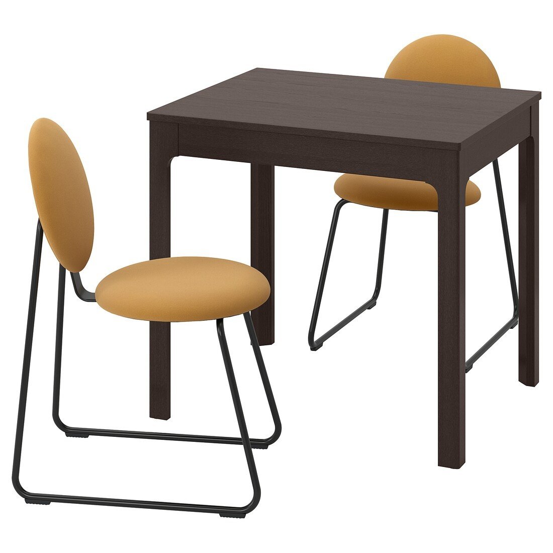 EKEDALEN / MÅNHULT Стіл та 2 стільці, темно-коричневий / Hakebo медово-коричневий, 80/120 см