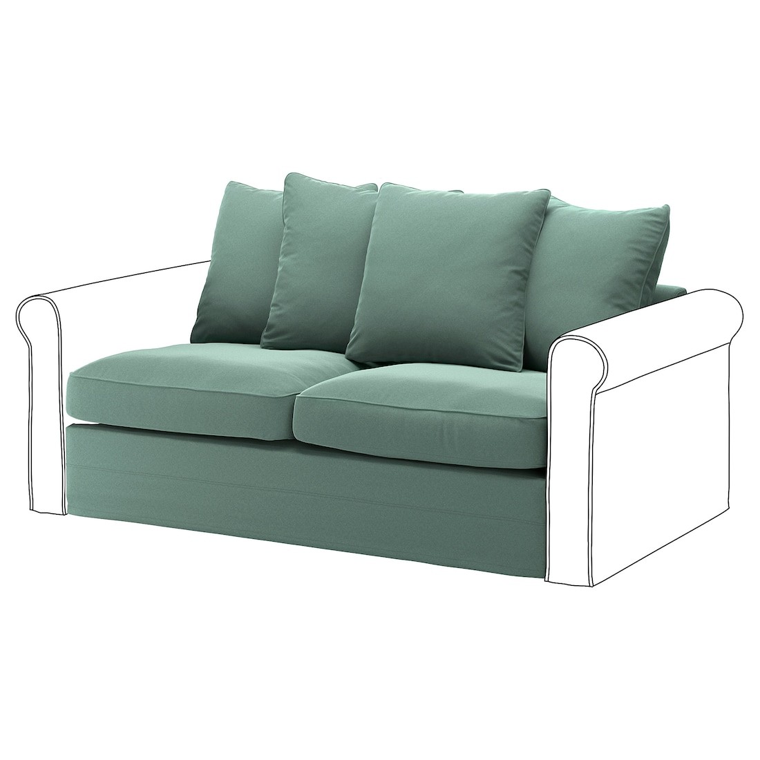 GRÖNLID Секція 2-місного дивана-ліжка, Ljungen світло-зелений