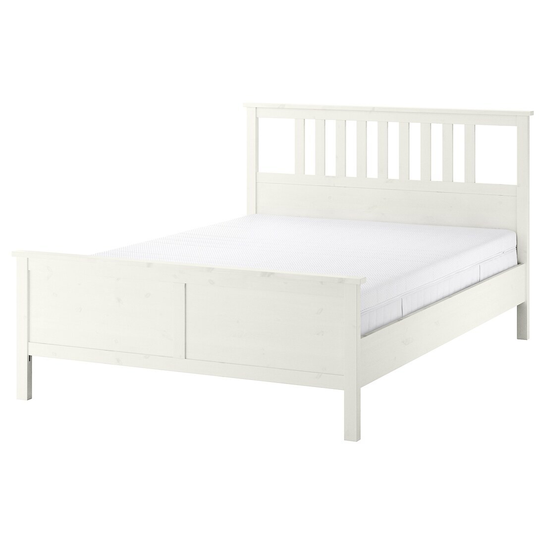 HEMNES Ліжко з матрацом, біла морилка / Åkrehamn середньої твердості, 160x200 см