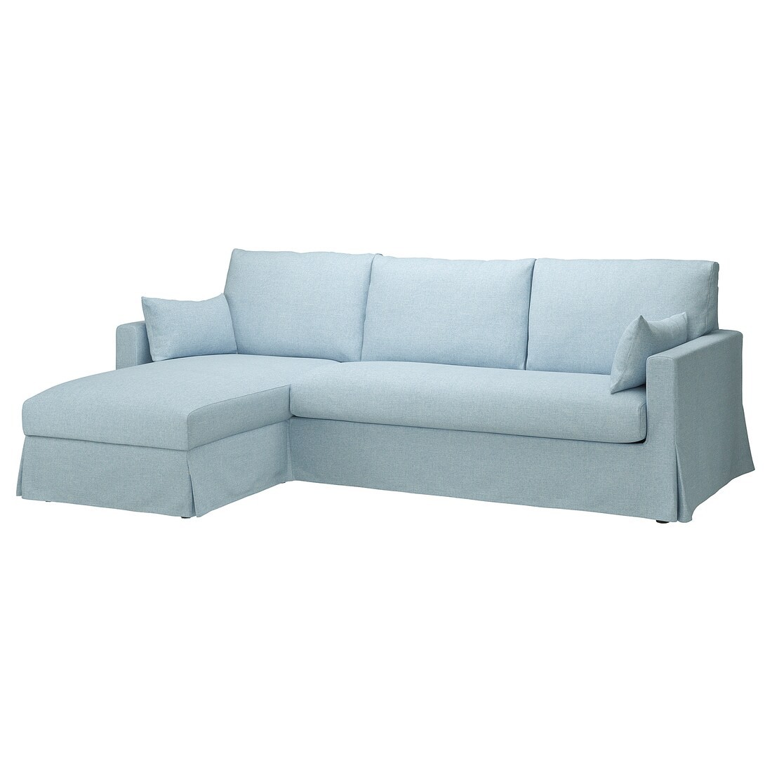 HYLTARP 3-місний диван з козеткою, зліва, Кіланда блідо-блакитна