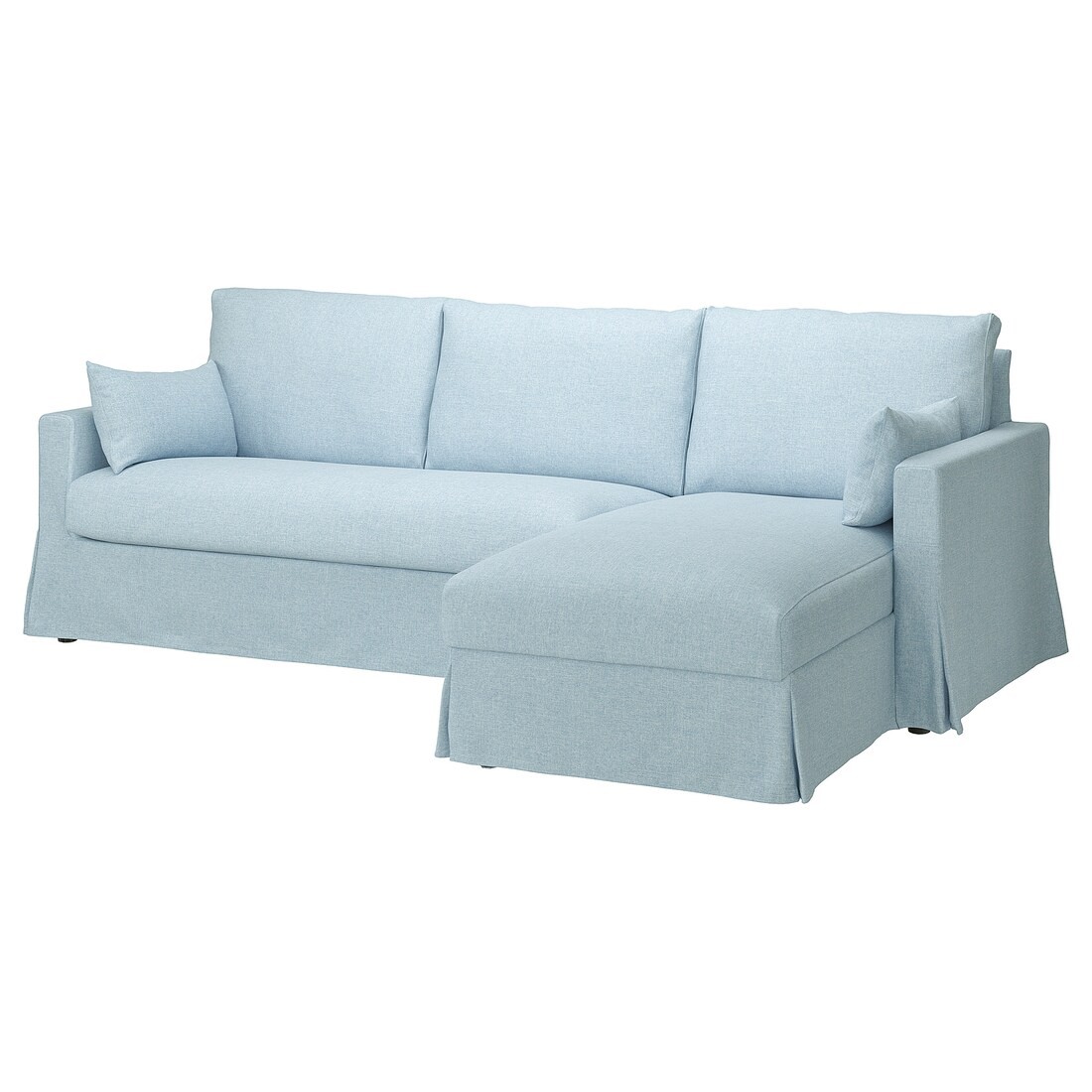 HYLTARP 3-місний диван з козеткою, правосторонній, Кіланда блідо-блакитна