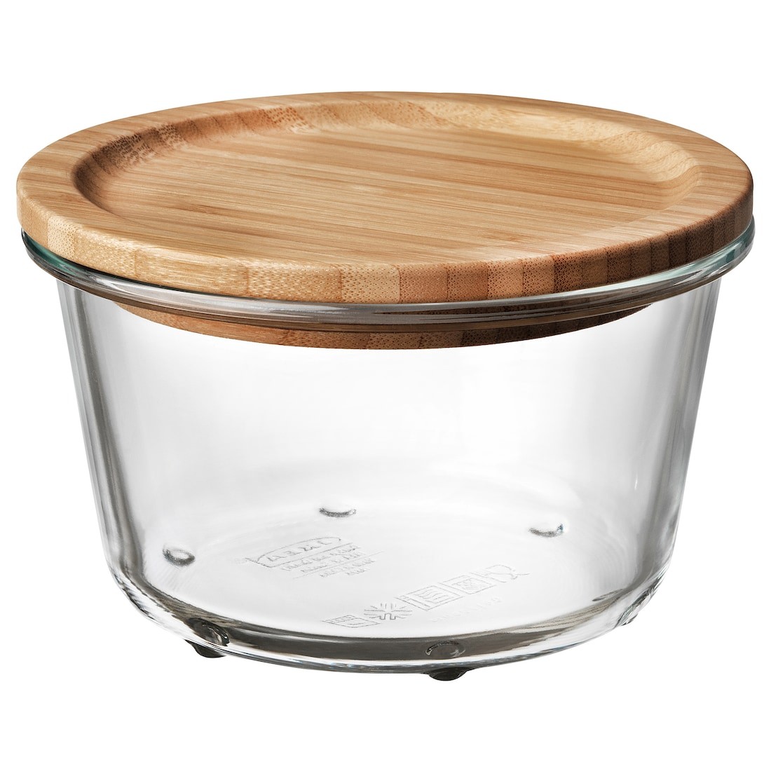IKEA 365+ Контейнер для продуктів із кришкою, круглий скло / бамбук, 600 мл