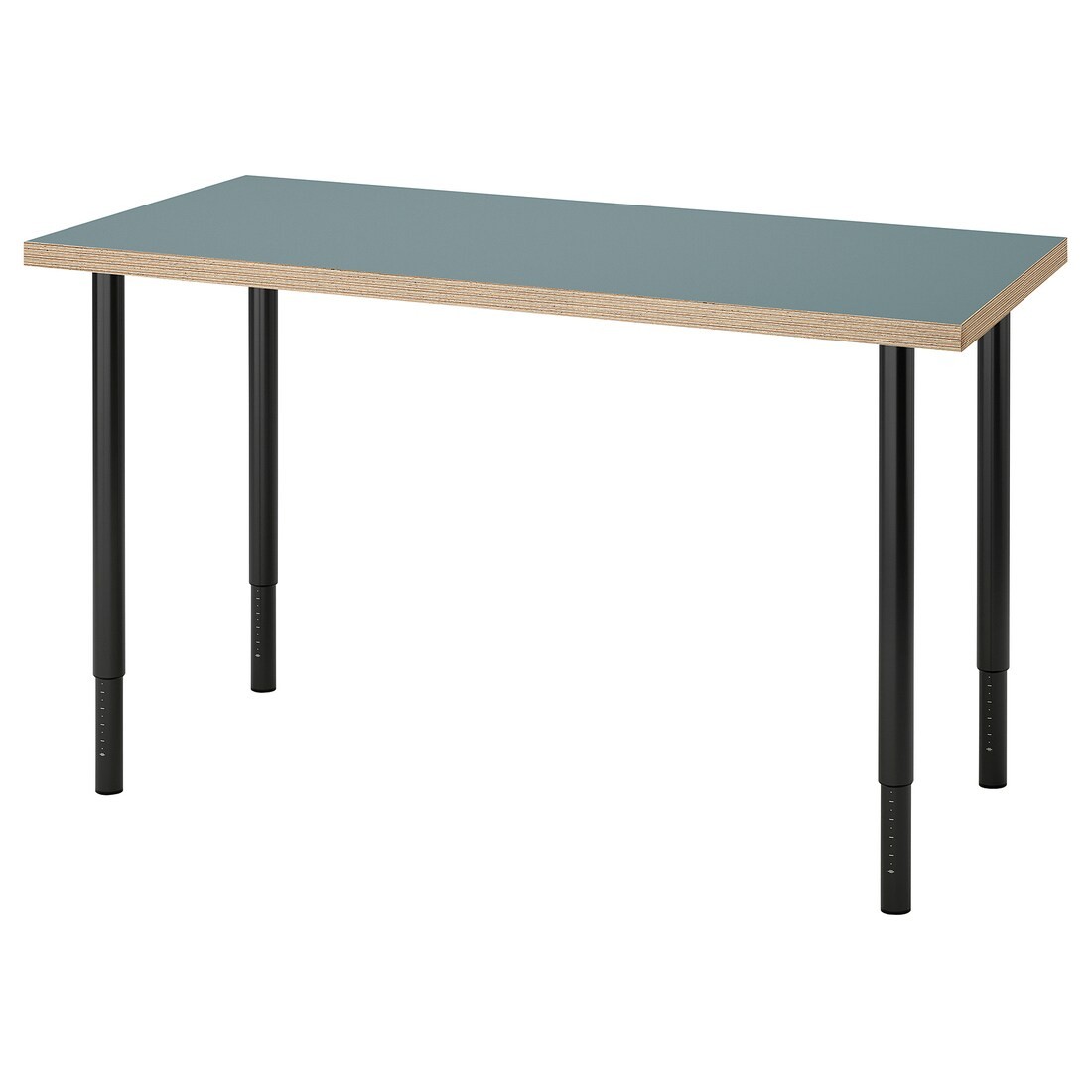 LAGKAPTEN ЛАГКАПТЕН / OLOV ОЛОВ Письмовий стіл, сіро-бірюзовий / чорний, 120x60 см