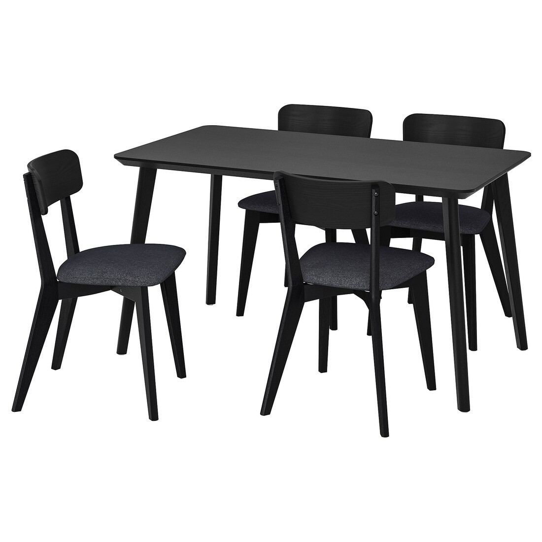 LISABO / LISABO Стіл та 4 стільці, чорний / тальміра чорний / сірий, 140x78 см