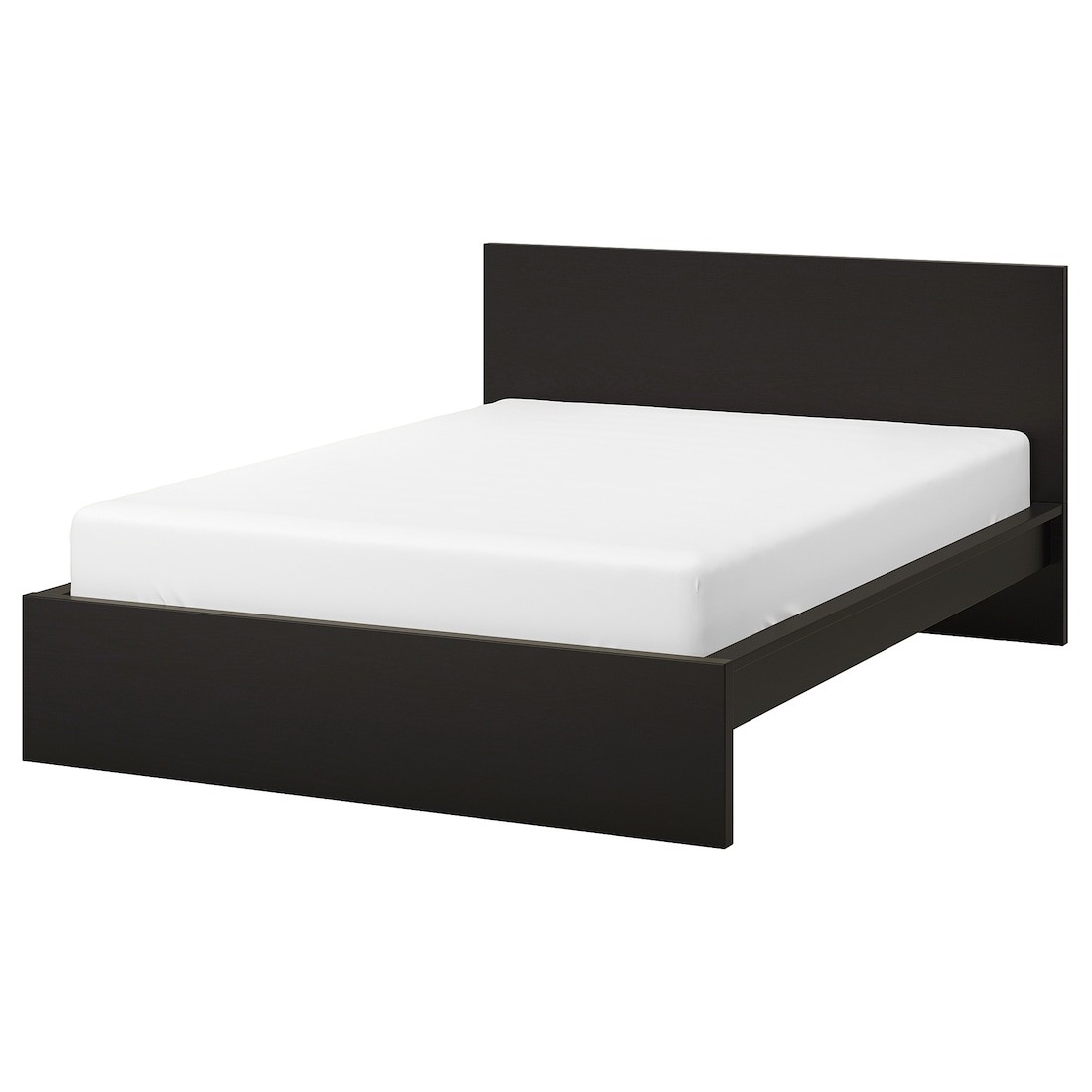 MALM МАЛЬМ Ліжко двоспальне, високе, чорно-коричневий / Leirsund, 140x200 см