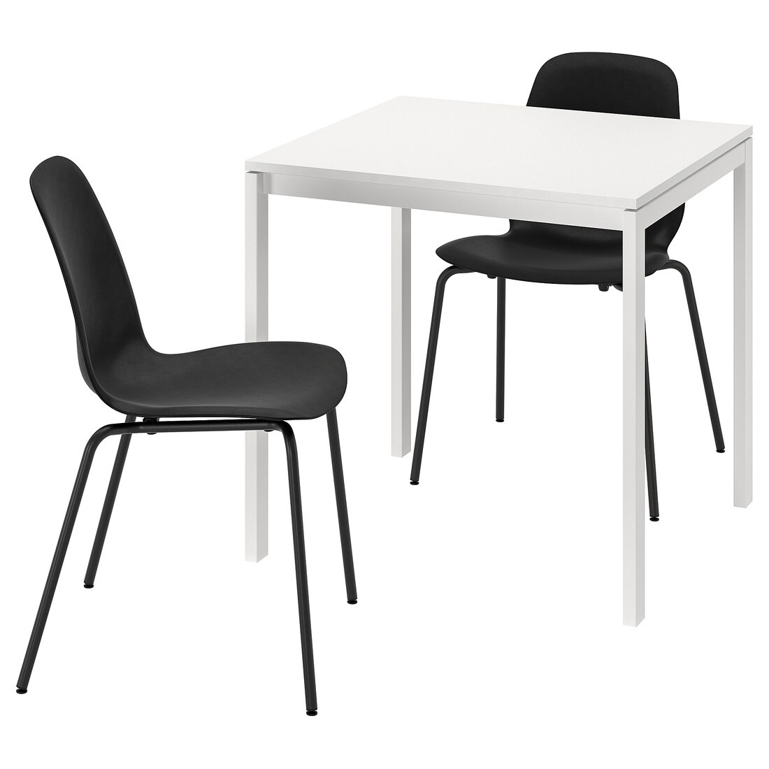МЕЛЬТОРП MELLTORP / LIDÅS ЛІДАС Стіл та 2 стільці, білий білий / чорний чорний, 75x75 см