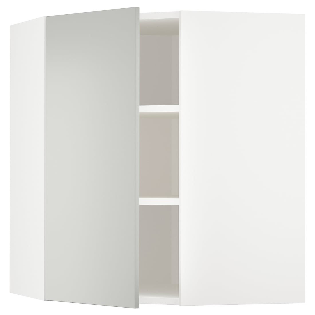 METOD Кутова настінна шафа з полицями, білий / Хавсторп світло-сірий, 68x80 см