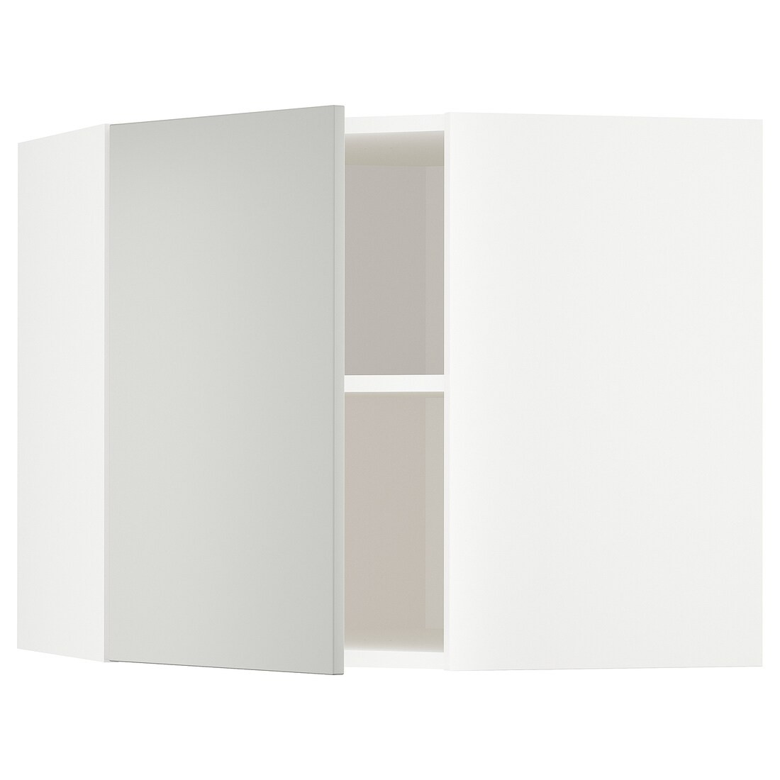 METOD Кутова настінна шафа з полицями, білий / Хавсторп світло-сірий, 68x60 см