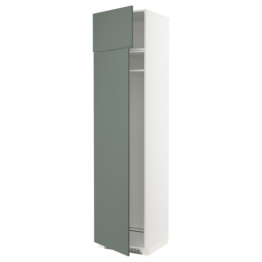 METOD МЕТОД Висока шафа для холодильника / морозильника, білий / Bodarp сіро-зелений, 60x60x240 см