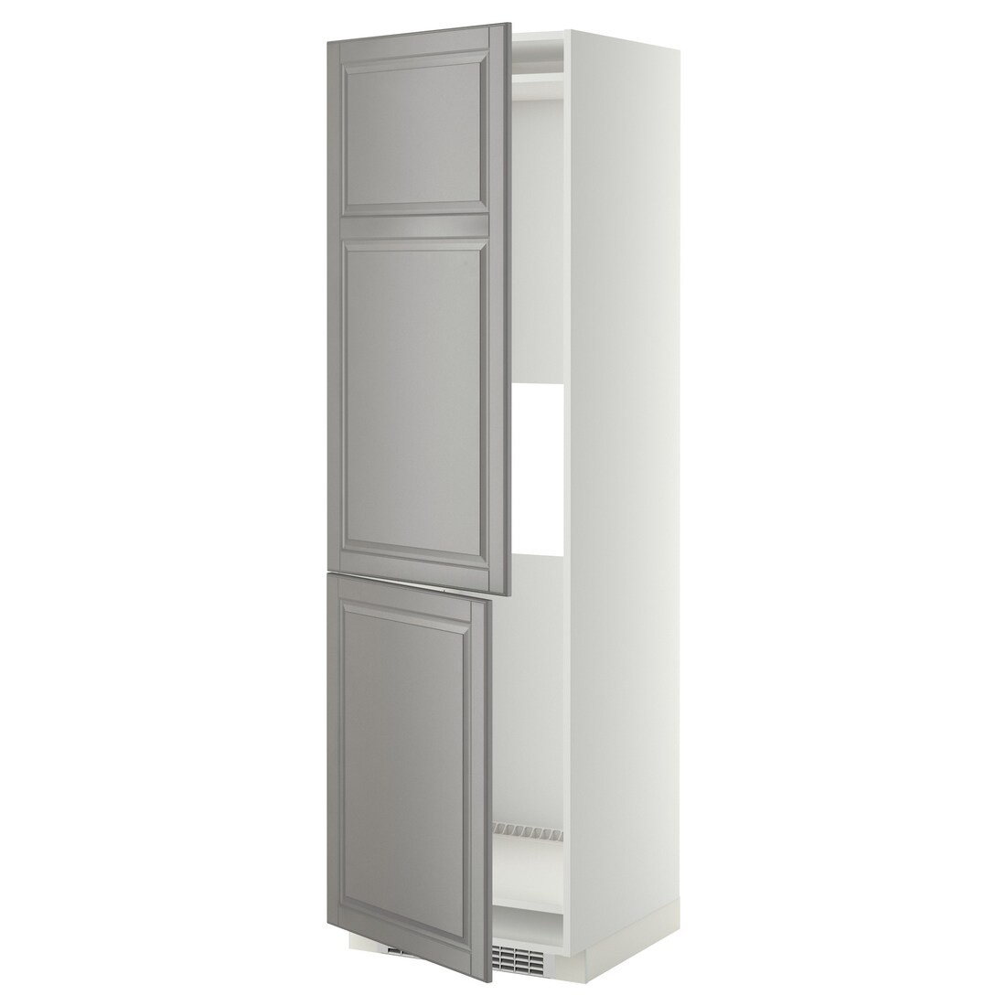 METOD МЕТОД Висока шафа для холодильника / морозильника, білий / Bodbyn сірий, 60x60x200 см