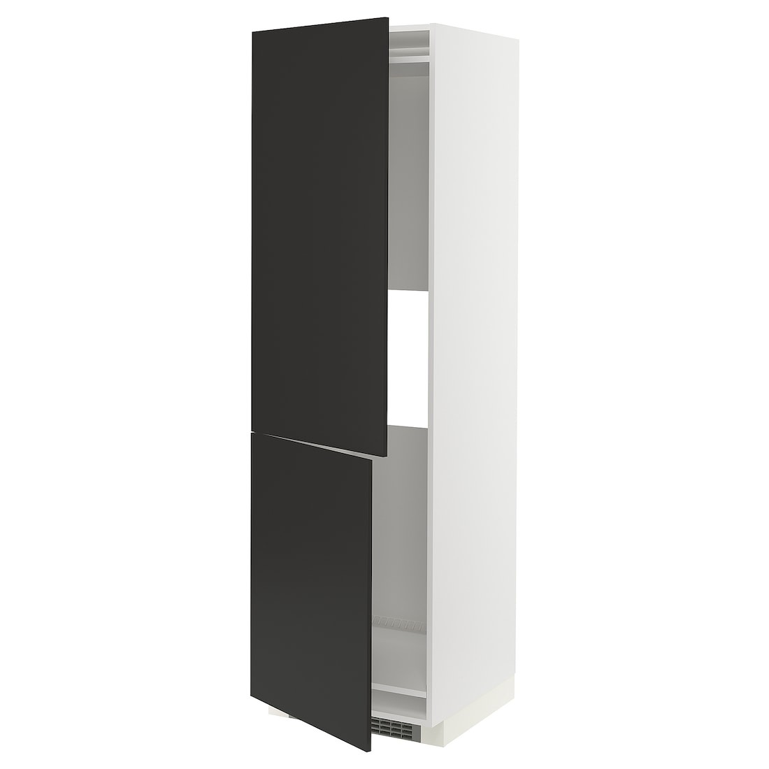 METOD МЕТОД Висока шафа для холодильника / морозильника, білий / Nickebo матовий антрацит, 60x60x200 см