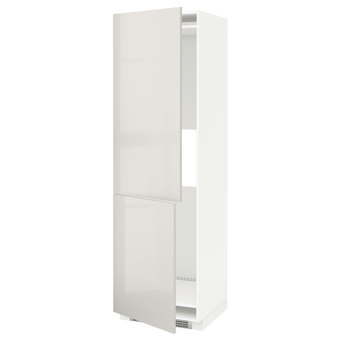 METOD МЕТОД Висока шафа для холодильника / морозильника, білий / Ringhult світло-сірий, 60x60x200 см