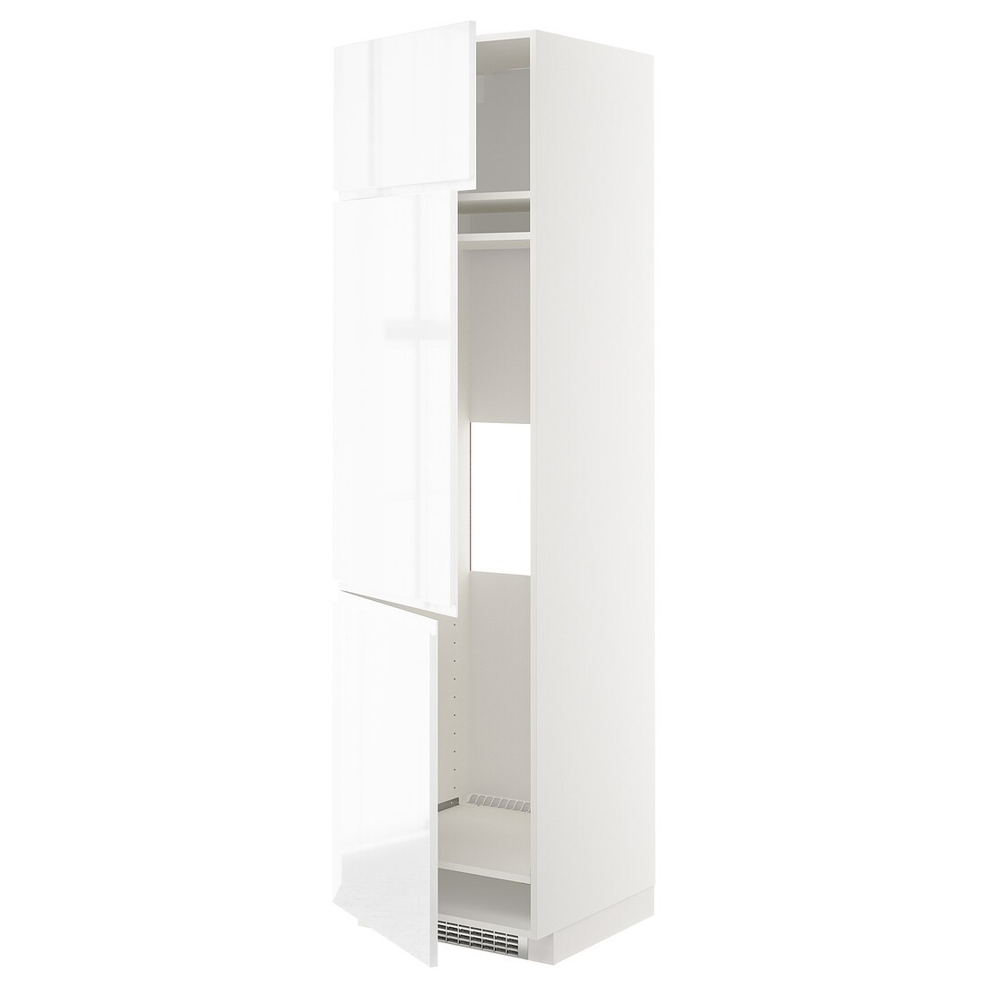 METOD МЕТОД Висока шафа для холодильника / морозильника / 3 дверцят, білий / Voxtorp глянцевий / білий, 60x60x220 см