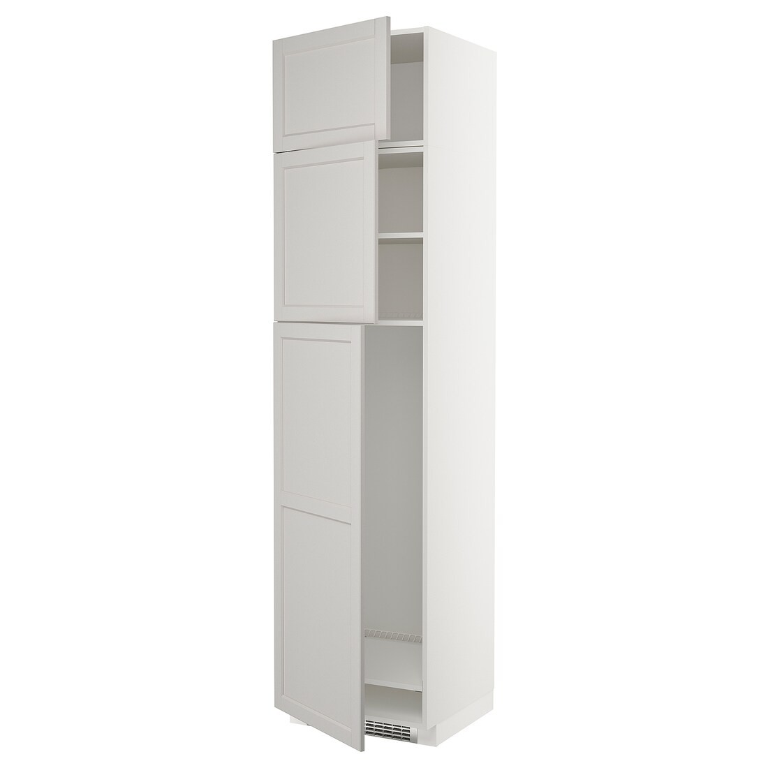 METOD МЕТОД Висока шафа для холодильника з 3 дверима, білий / Lerhyttan світло-сірий, 60x60x240 см