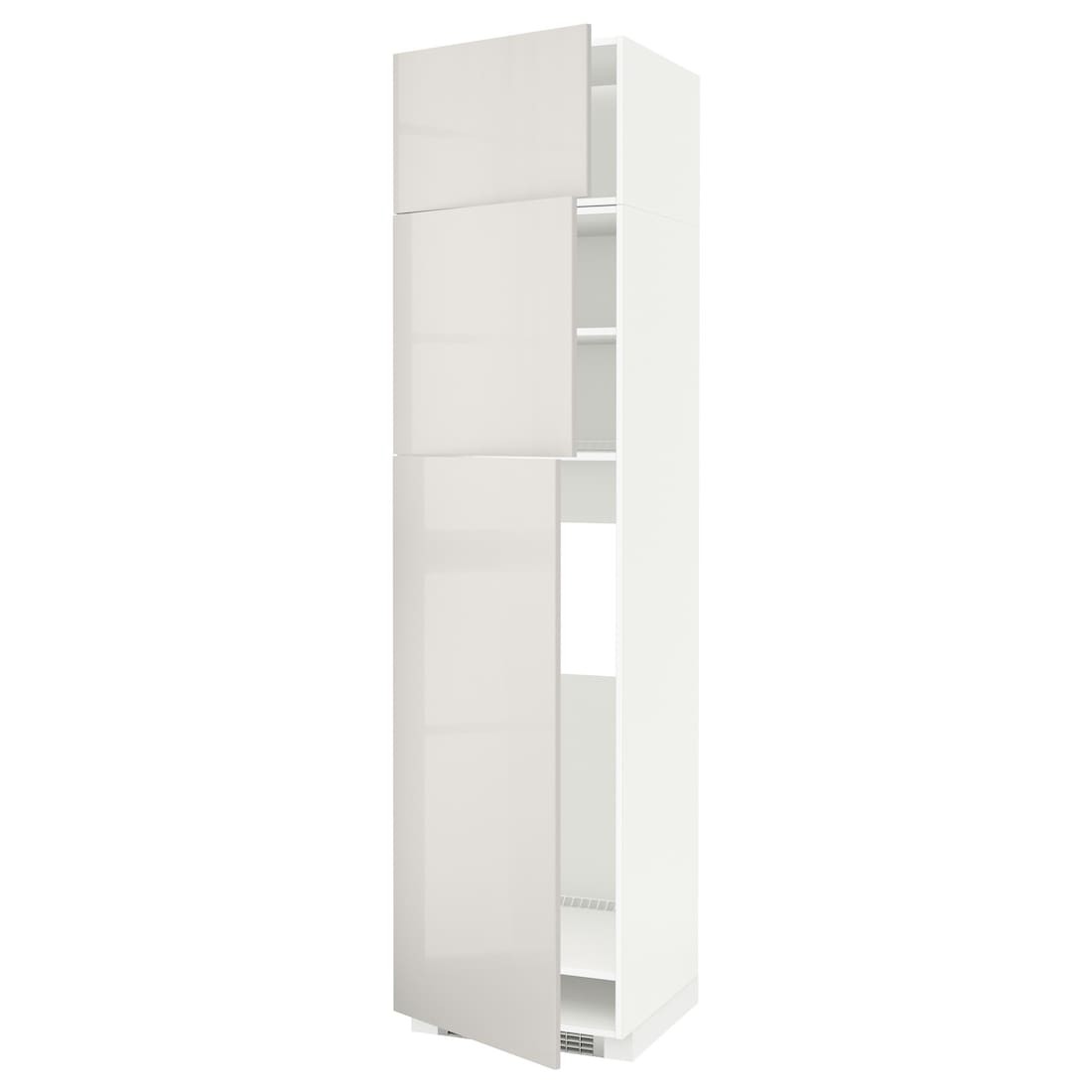 METOD МЕТОД Висока шафа для холодильника з 3 дверима, білий / Ringhult світло-сірий, 60x60x240 см