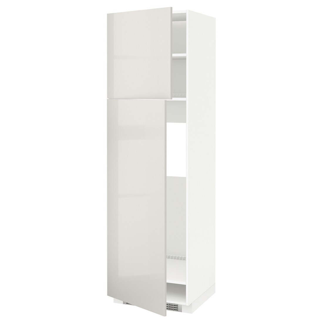 METOD МЕТОД Висока шафа для холодильника, білий / Ringhult світло-сірий, 60x60x200 см