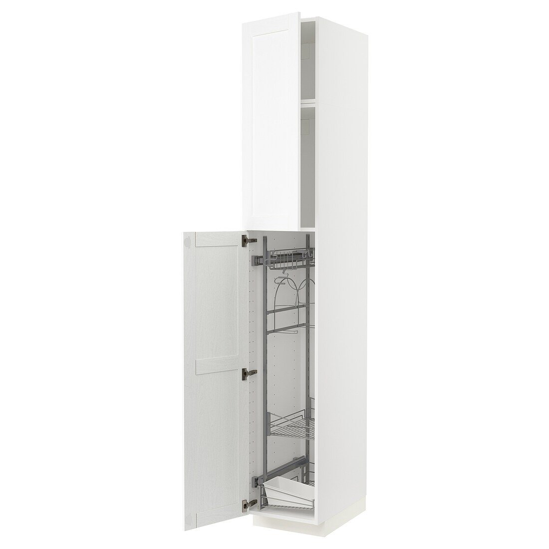 METOD МЕТОД Висока шафа з відділенням для аксесуарів для прибирання, білий Enköping / білий імітація дерева, 40x60x240 см