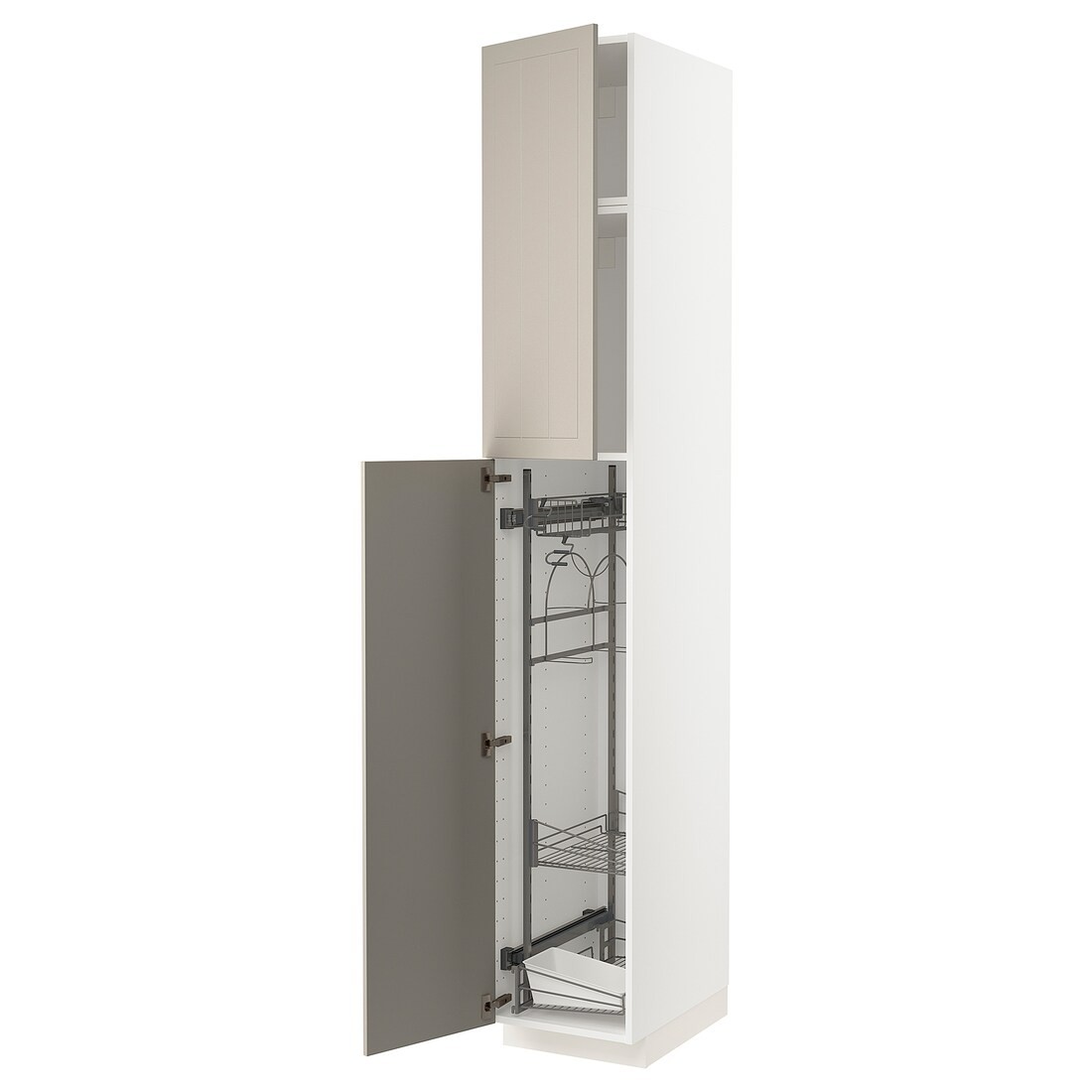 METOD МЕТОД Висока шафа з відділенням для аксесуарів для прибирання, білий / Stensund бежевий, 40x60x240 см