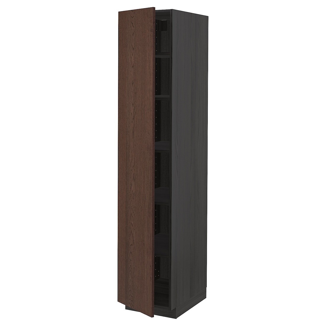 METOD МЕТОД Висока шафа з полицями, чорний / Sinarp коричневий, 40x60x200 см