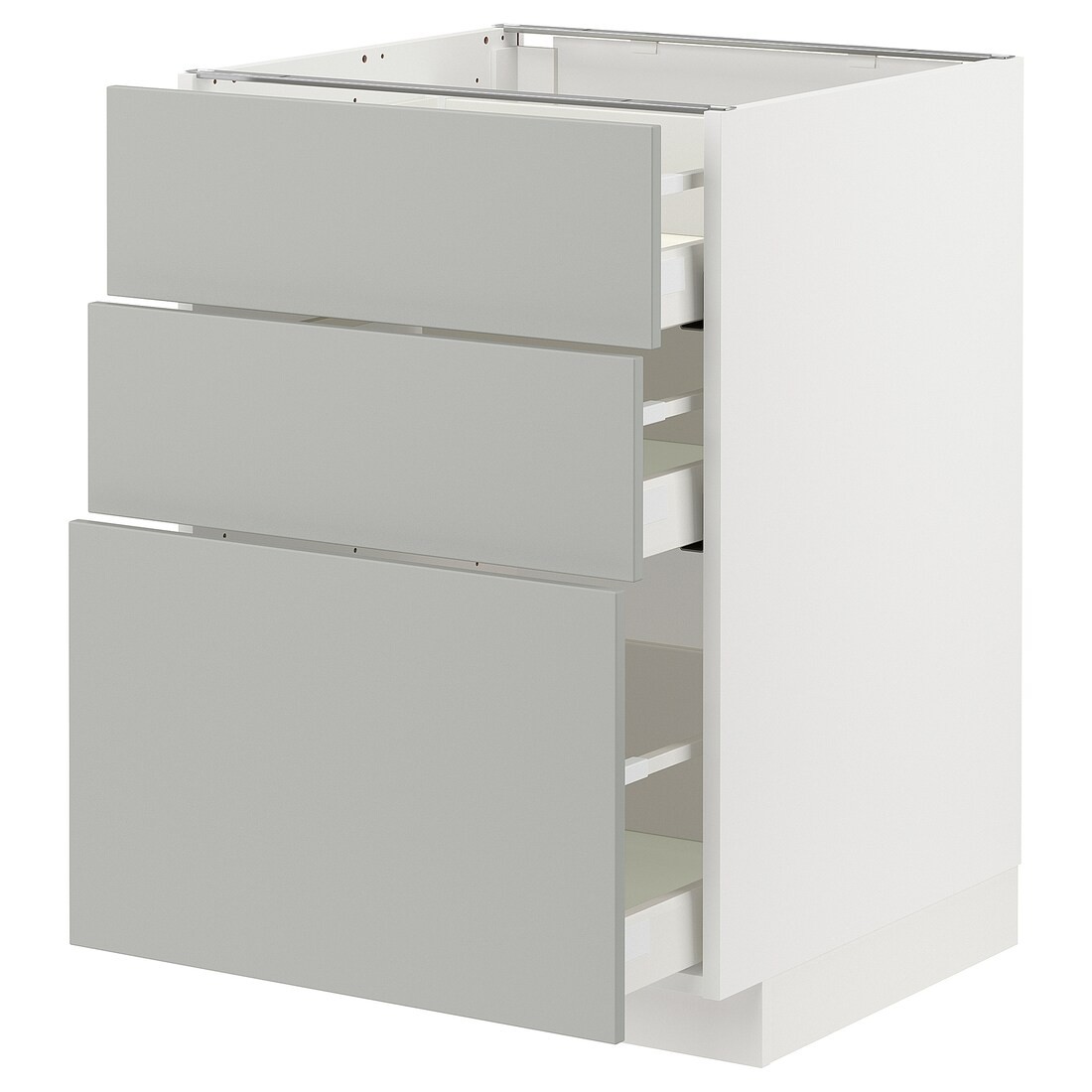 METOD / MAXIMERA Підлогова шафа з 3 шухлядами, білий / Хавсторп світло-сірий, 60x60 см