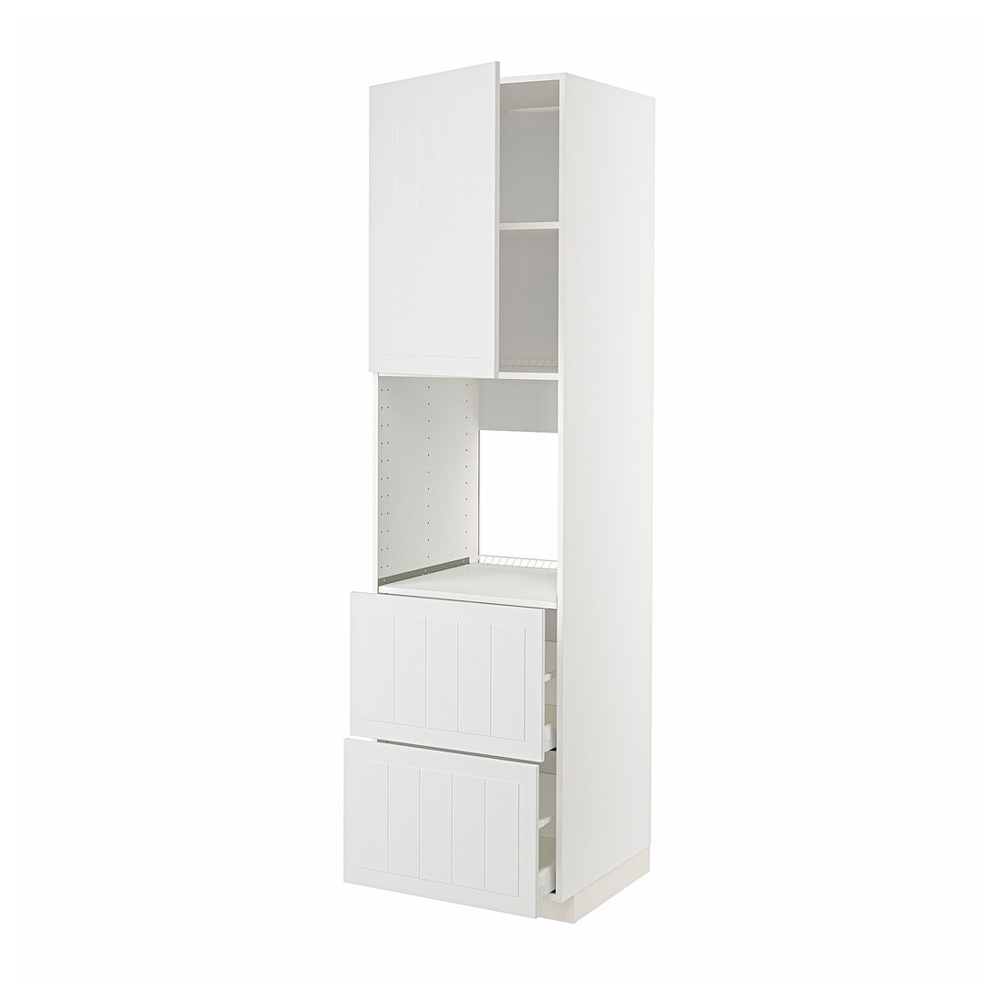 METOD МЕТОД / MAXIMERA МАКСІМЕРА Висока шафа для духовки з дверима / шухлядами, білий / Stensund білий, 60x60x220 см