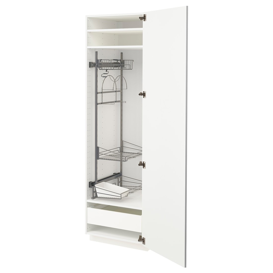 METOD МЕТОД / MAXIMERA МАКСІМЕРА Висока шафа з відділенням для аксесуарів для прибирання, білий / Ringhult білий, 60x60x200 см