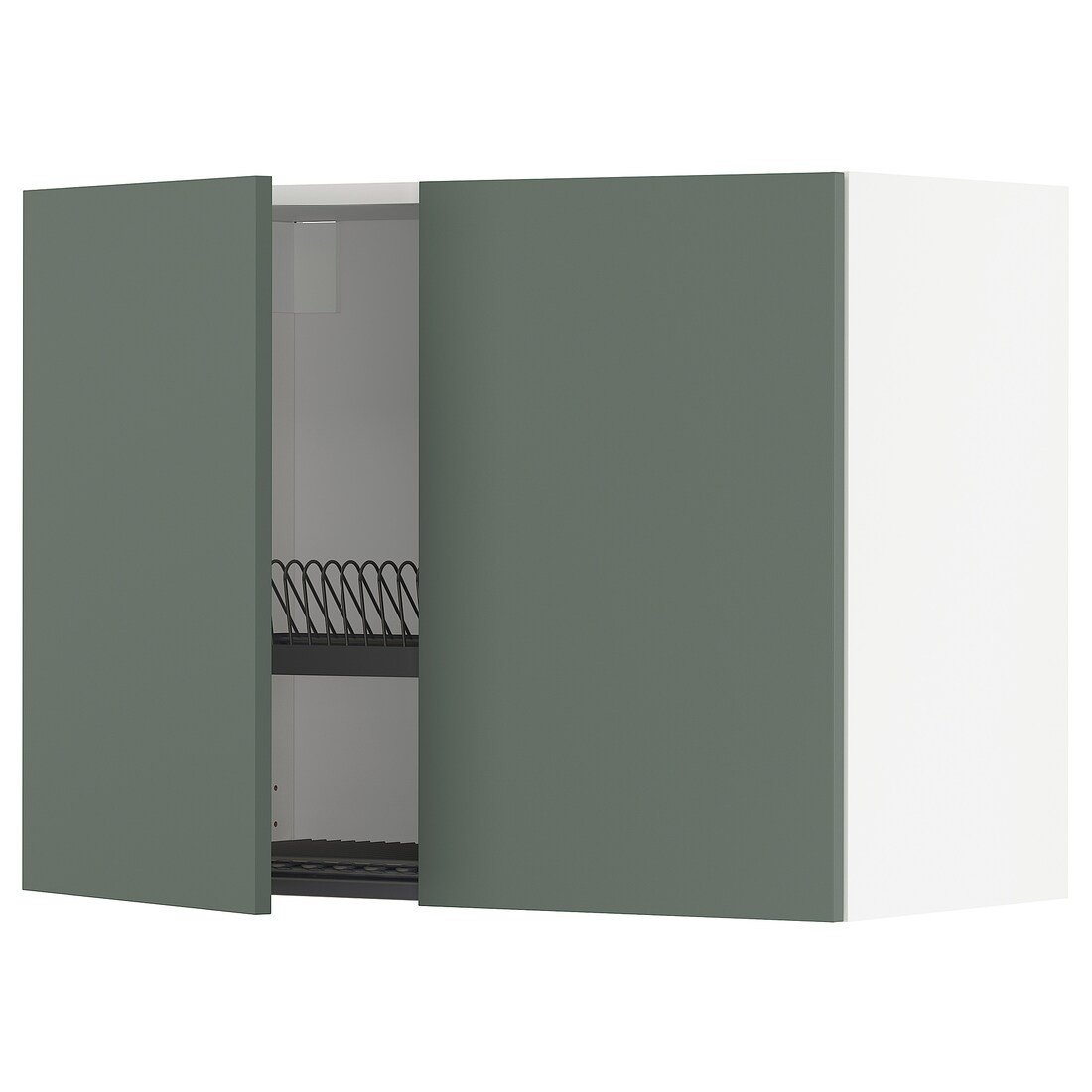 METOD МЕТОД Навісна шафа з посудою сушкою / 2 дверцят, білий / Bodarp сіро-зелений, 80x60 см