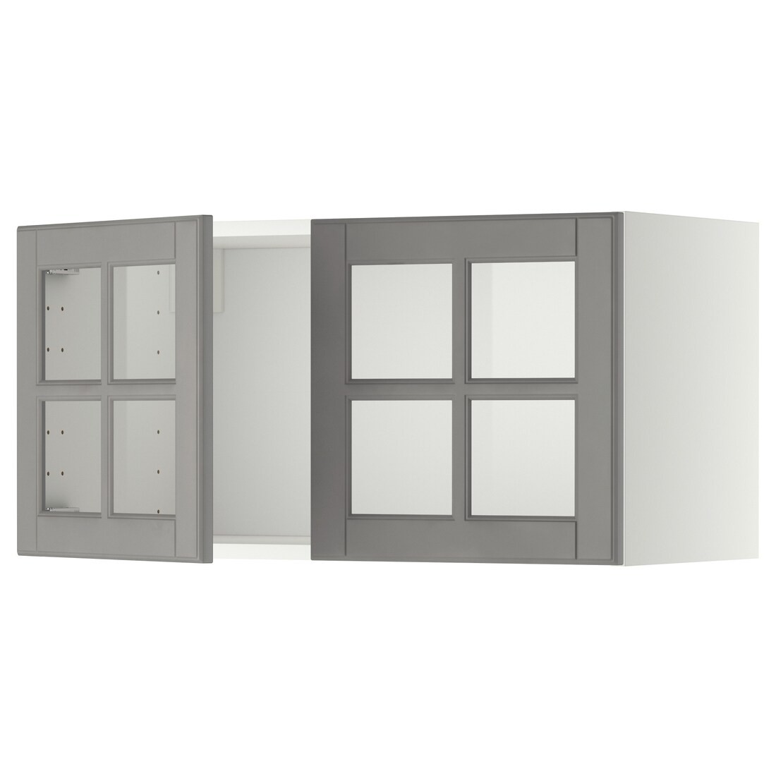 METOD МЕТОД Шафа / 2 скляні дверцята, білий / Bodbyn сірий, 80x40 см