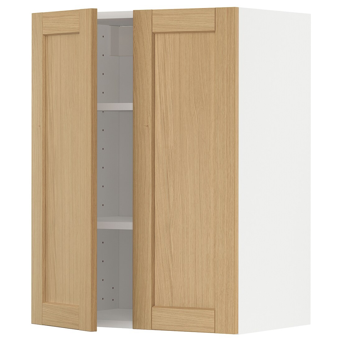 METOD Навісна шафа з полицями / 2 дверцят, білий / дуб Forsbacka, 60x80 см