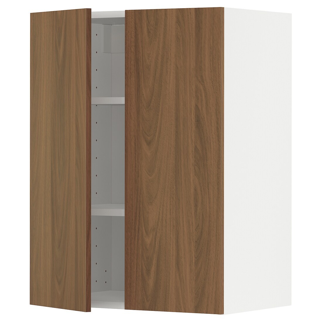 METOD Навісна шафа з полицями / 2 дверцят, білий / Імітація коричневого горіха, 60x80 см