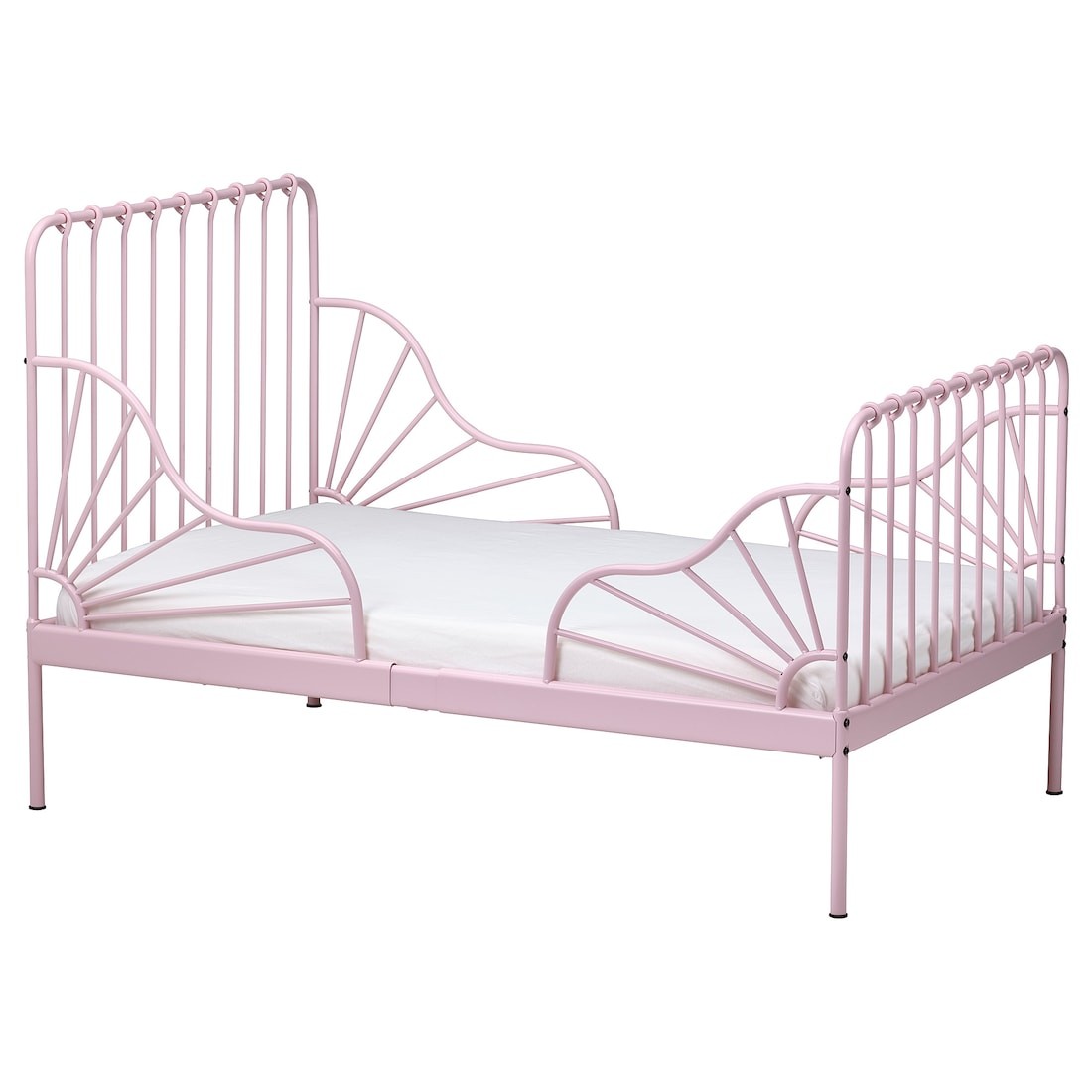 MINNEN МІННЕН Розсувне ліжко, світло-рожевий, 80x200 см