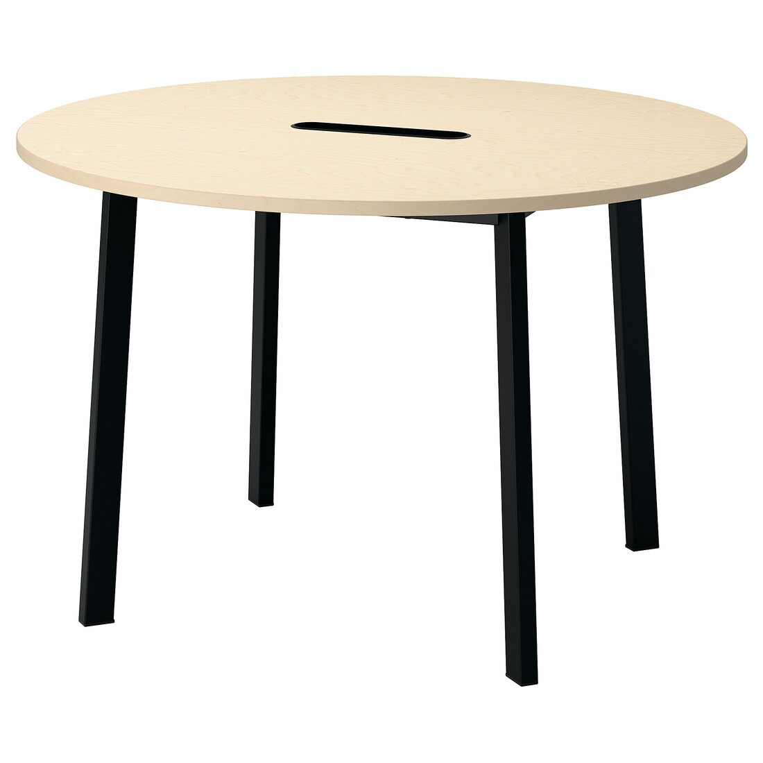 MITTZON стіл для конференцій, кругла береза / чорний шпон, 120x75 см