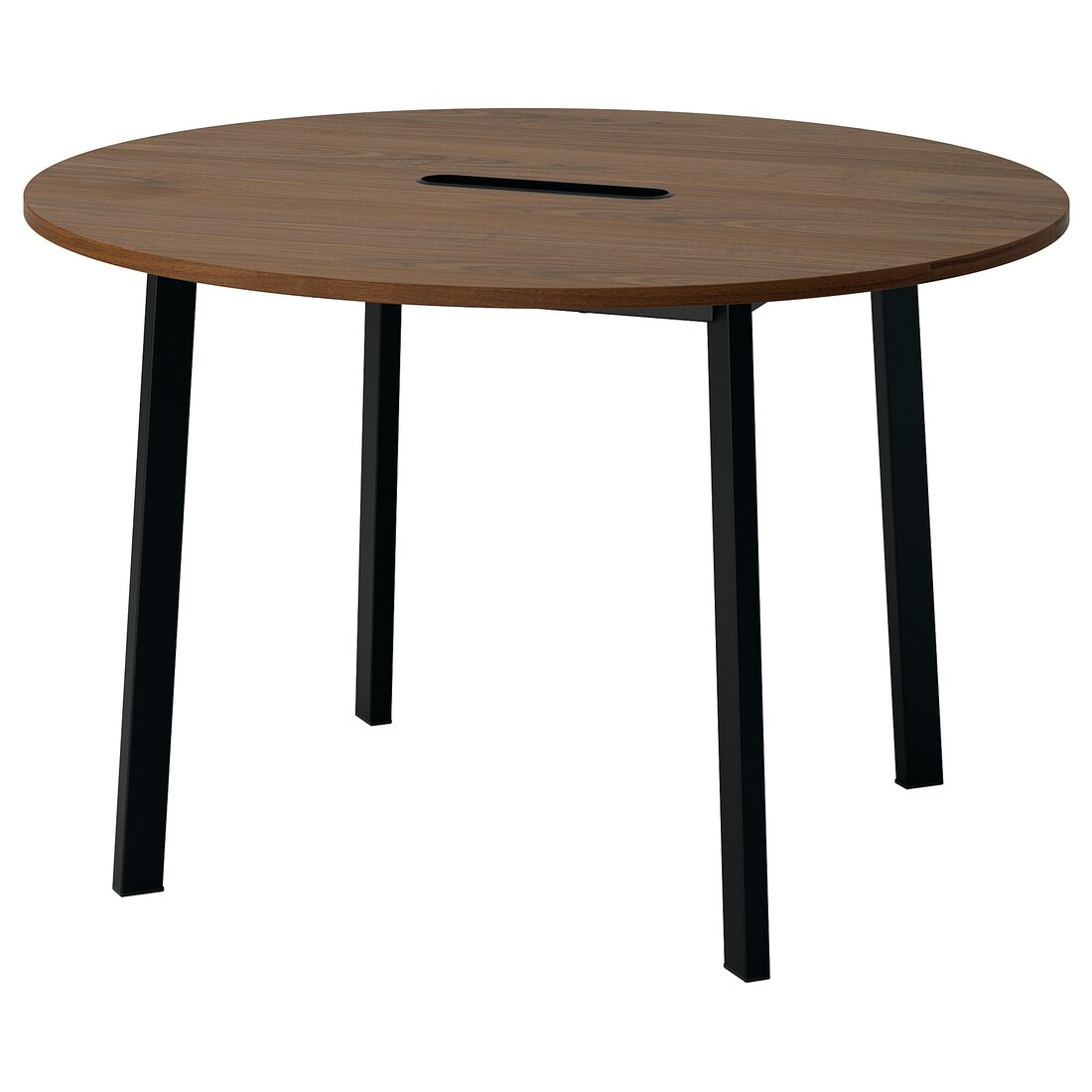 MITTZON стіл для конференцій, круглий горіх / чорний, 120x75 см