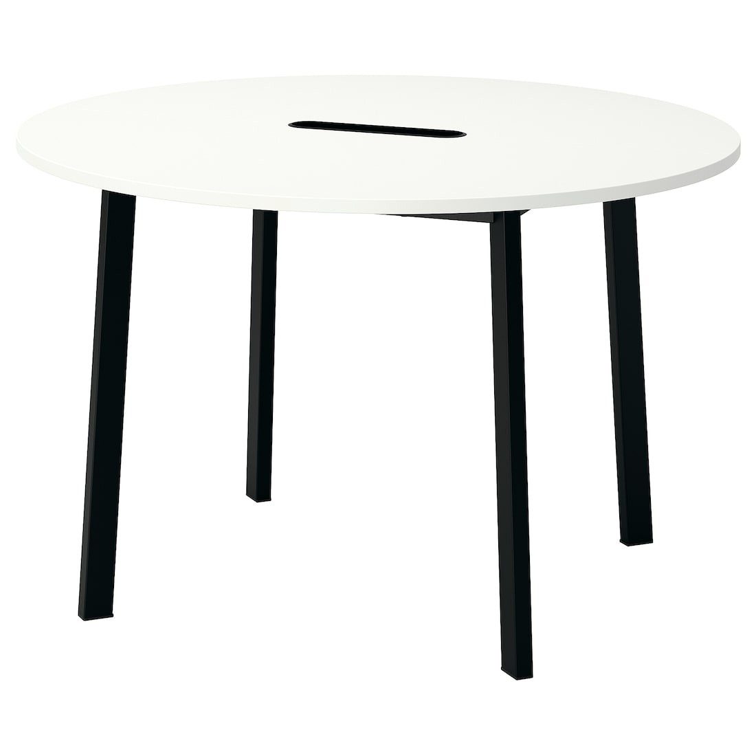 MITTZON стіл для конференцій, круглий білий / чорний, 120x75 см