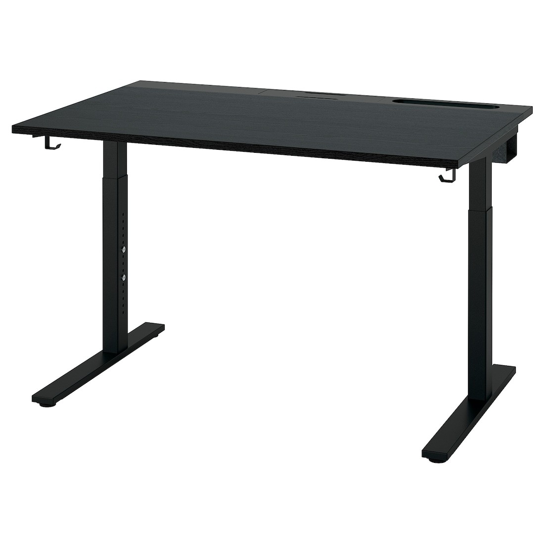 MITTZON письмовий стіл, чорний ясеневий шпон / чорний, 120x80 см