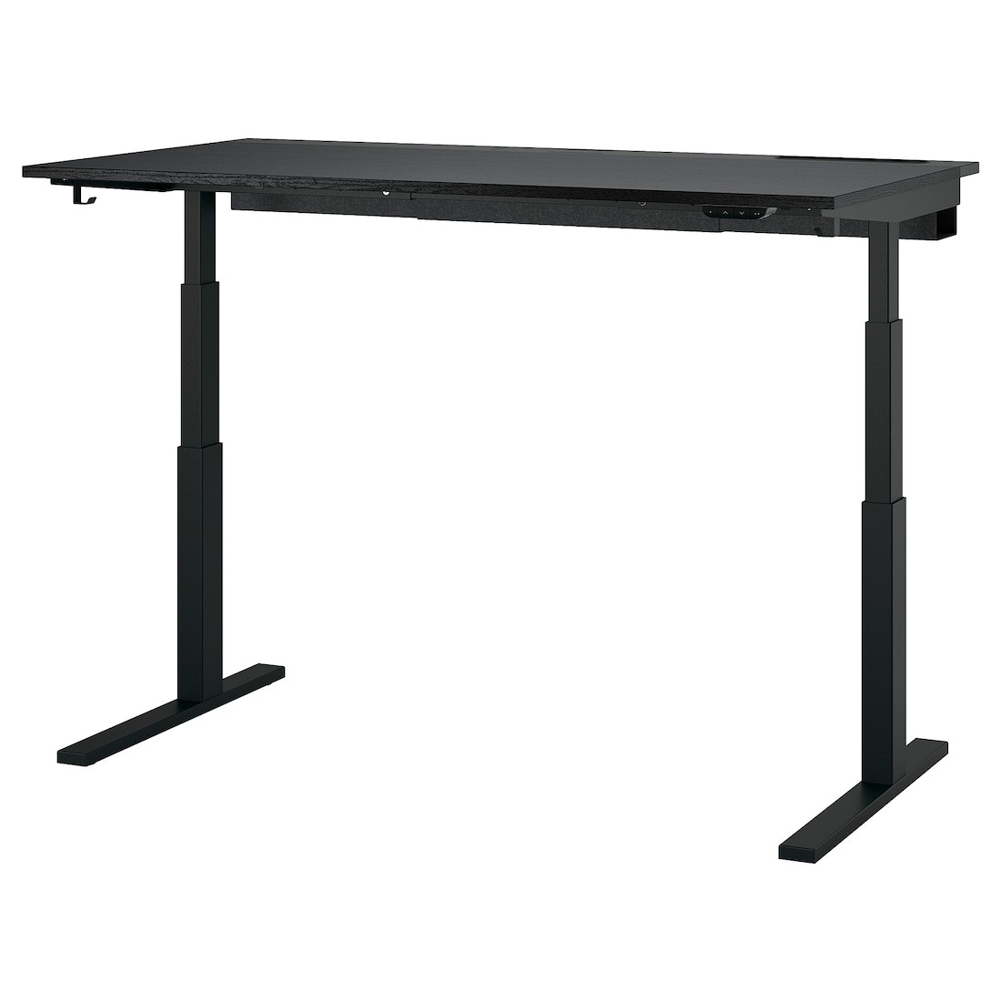 MITTZON стіл регульований, електричний чорний ясеневий шпон / чорний, 160x80 см