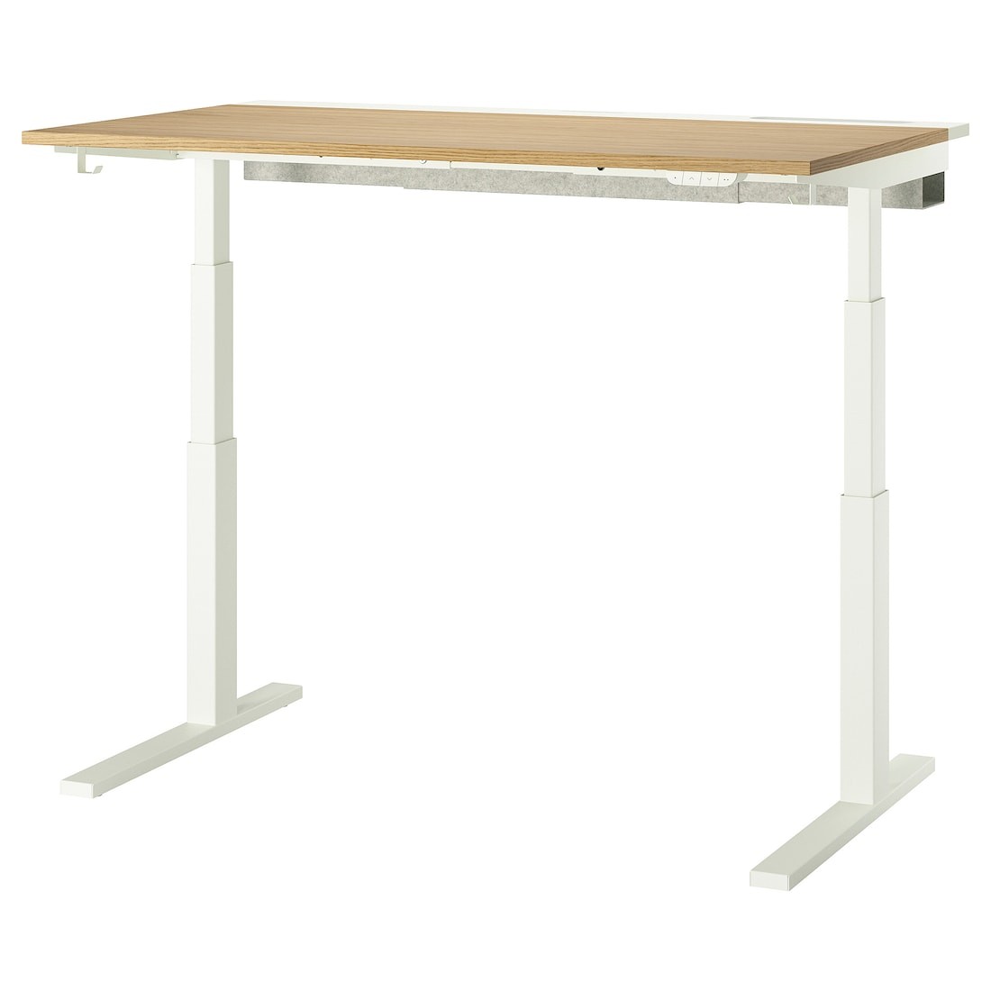 MITTZON стіл регульований, дуб електричний / білий шпон, 140x80 см
