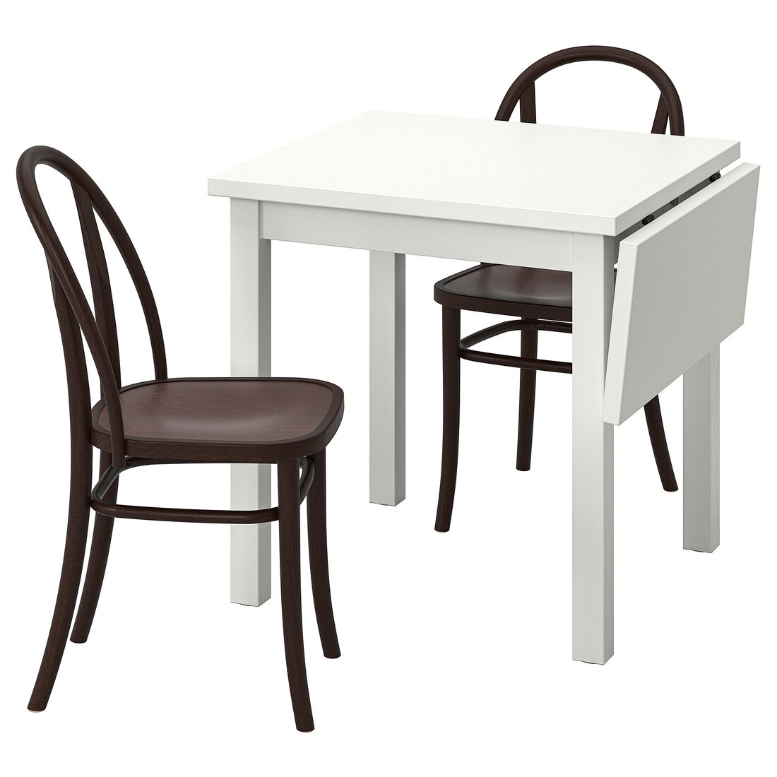 NORDVIKEN / SKOGSBO Стіл та 2 стільці, білий/темно-коричневий, 74/104 см