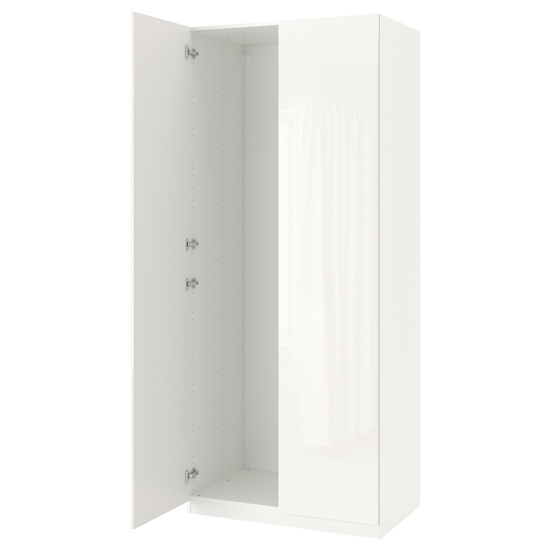 PAX ПАКС Гардероб з 2 дверима, білий / Fardal глянцевий / білий, 100х37х236 см