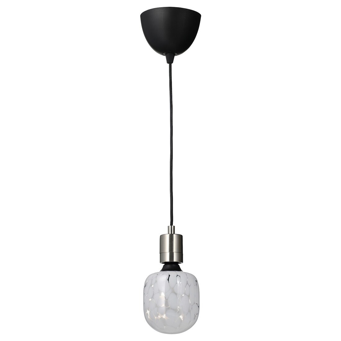 SKAFTET / MOLNART Підвісний світильник із лампочкою, Нікельоване/трубчасте біле/прозоре скло, 120 мм