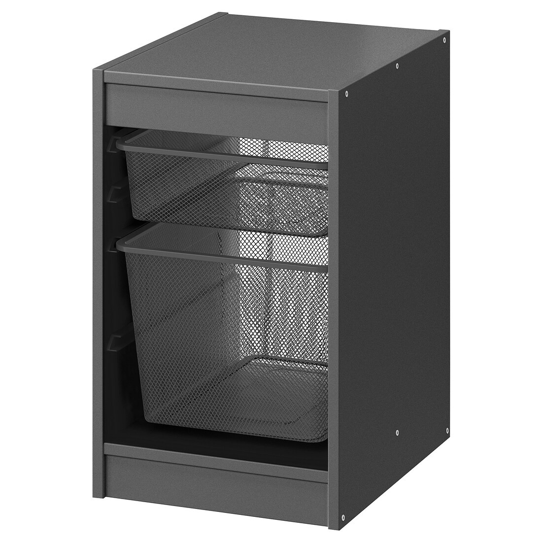 TROFAST ТРУФАСТ Комбінація для зберігання + контейнери, сірий / темно-сірий, 34x44x56 см