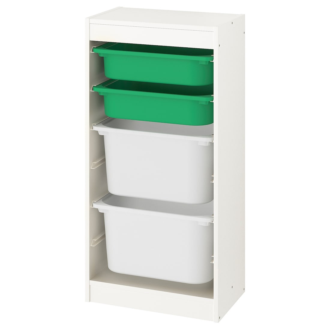 TROFAST ТРУФАСТ Комбінація для зберігання + контейнери, білий / зелений білий, 46x30x94 см