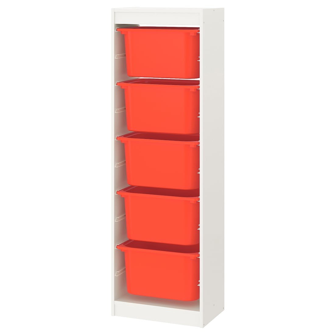TROFAST Комбінація для зберігання + контейнери, білий / помаранчевий, 46x30x145 см