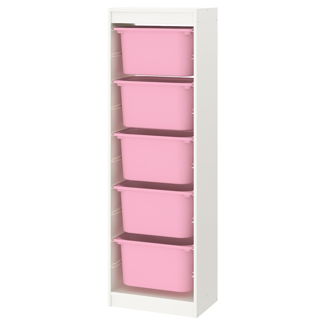 TROFAST Комбінація для зберігання + контейнери, білий / рожевий, 46x30x145 см