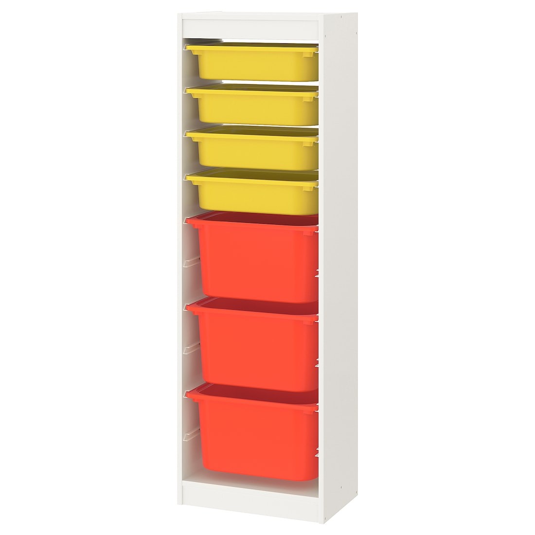 TROFAST Комбінація для зберігання + контейнери, білий / жовтий помаранчевий, 46x30x145 см