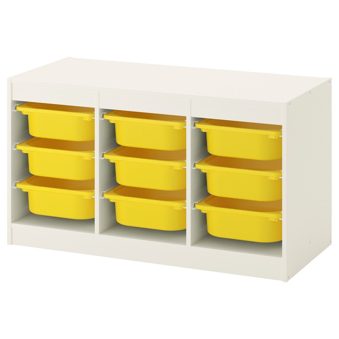 TROFAST ТРУФАСТ Комбінація для зберігання + контейнери, білий / жовтий, 99x44x56 см