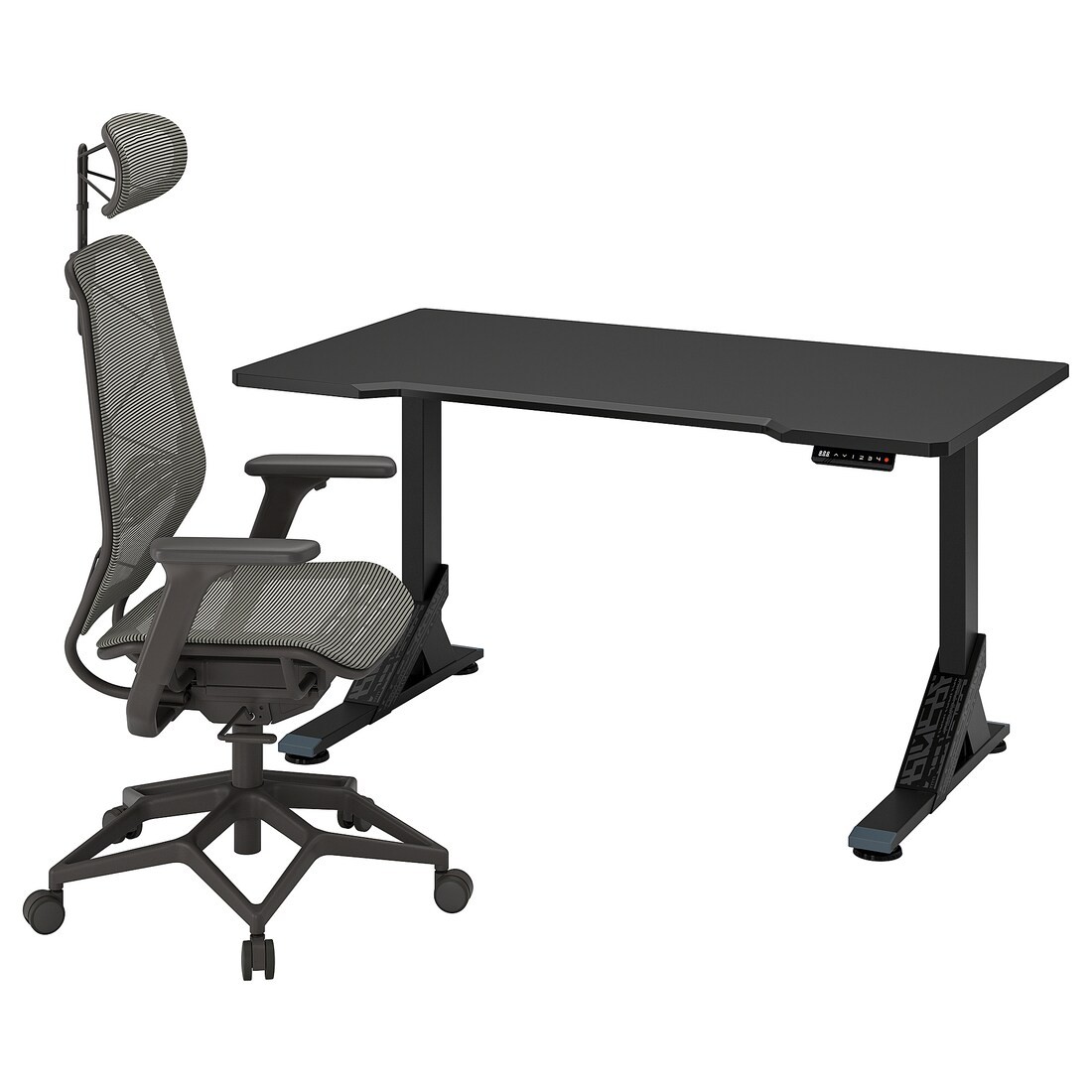 UPPSPEL / STYRSPEL Геймерський стіл та крісло, чорний / сірий, 140x80 см