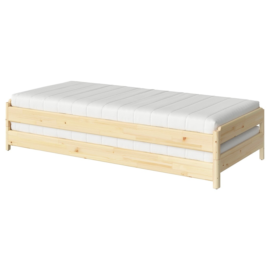 UTÅKER Штабельовані ліжка з 2 матрацами, тверда деревина сосни/ефеля, 80x200 см
