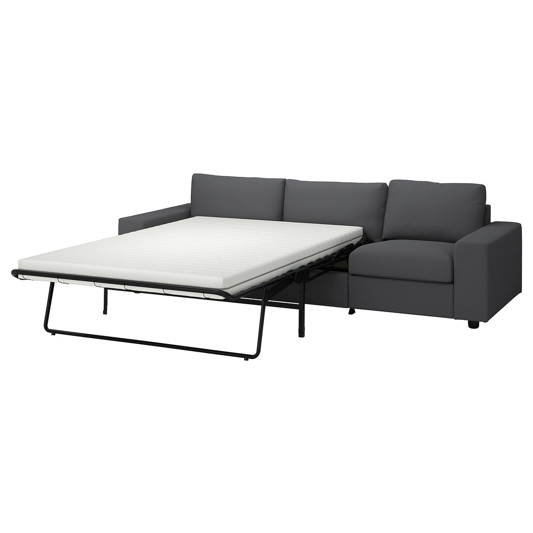 VIMLE Розкладний диван 3-місний, з широкими підлокітниками / Hallarp сірий