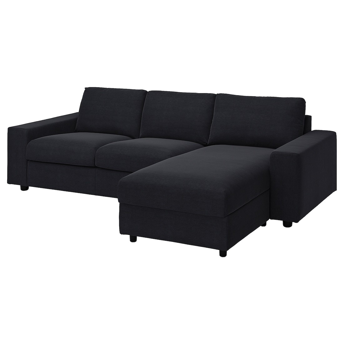 VIMLE ВІМЛЕ Чохол на 3-місний диван з козеткою, з широкими підлокітниками / Saxemara чорно-синій